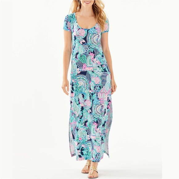 Lilly Pulitzer Wynne Maxi Dress in Lookin Sharp Cactus Cat XL - Picture 6 of 12